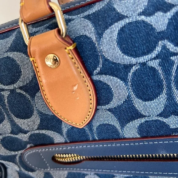 Coach Large Rowan Satchel in Signature Denim.